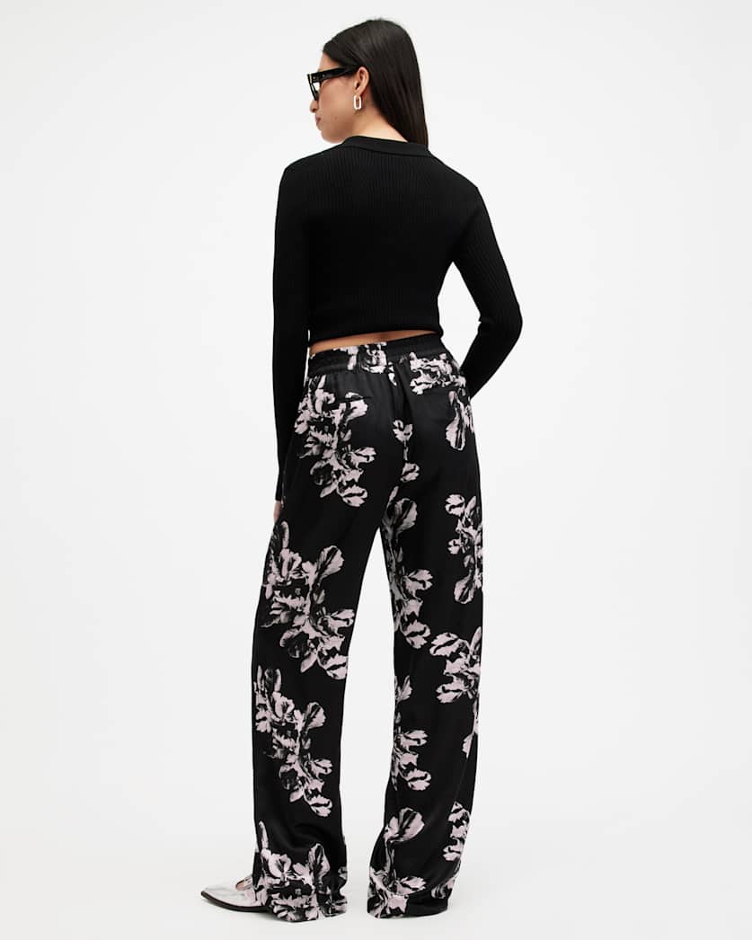 Charli Silk Blend Wide Leg Floral Trousers