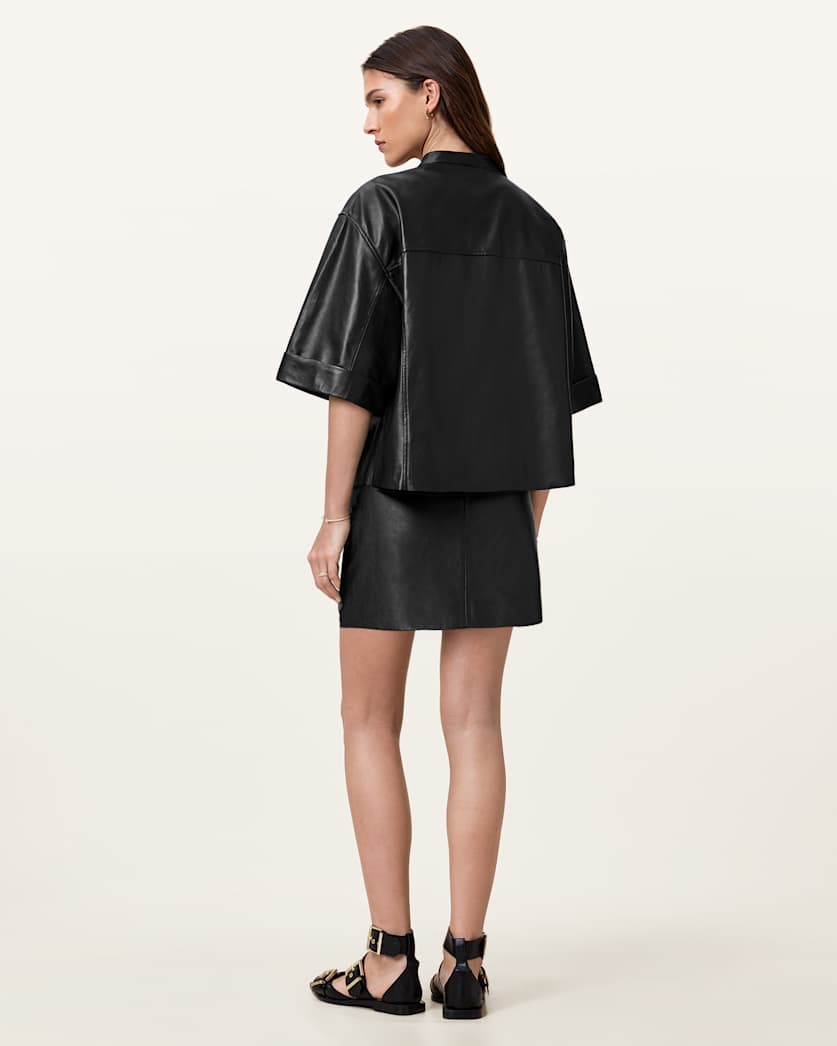 Renai Slim Fit Leather Mini Skirt