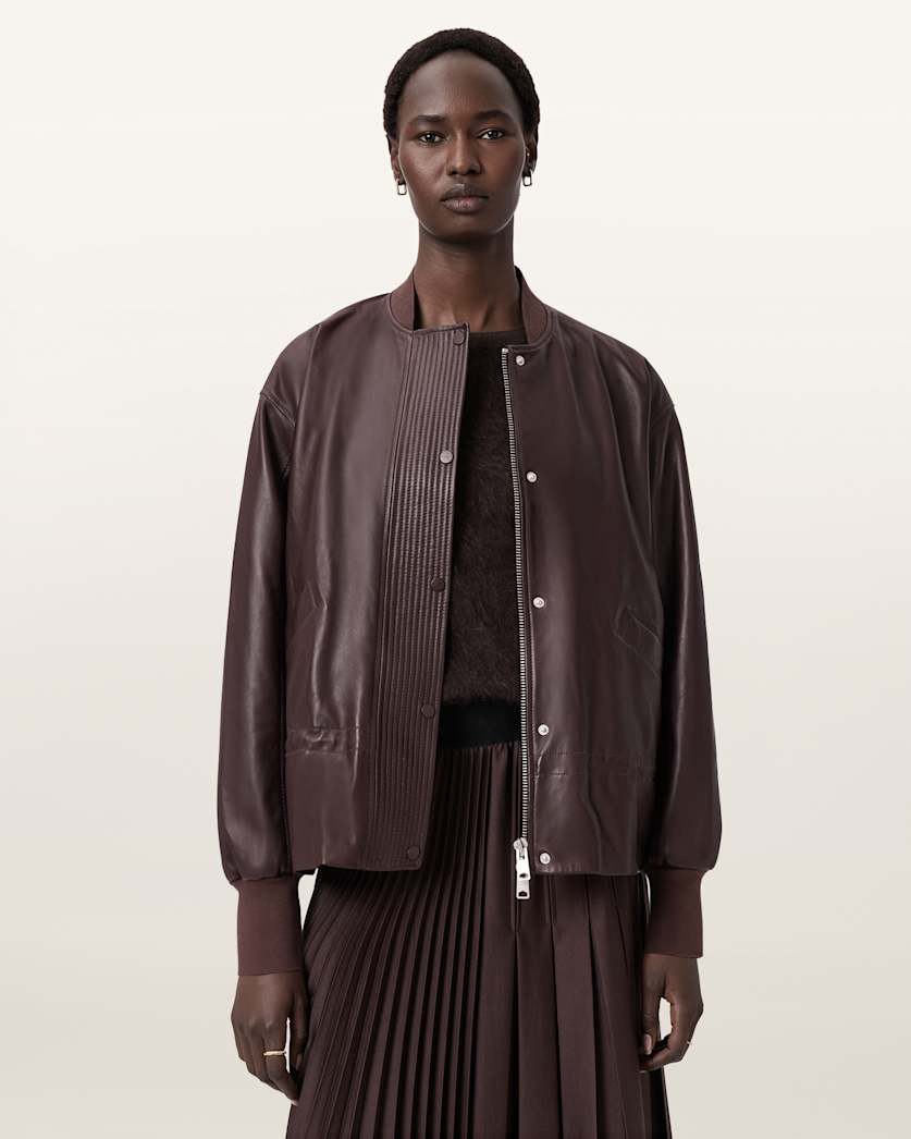 Sofi Drawstring Leather Bomber Jacket