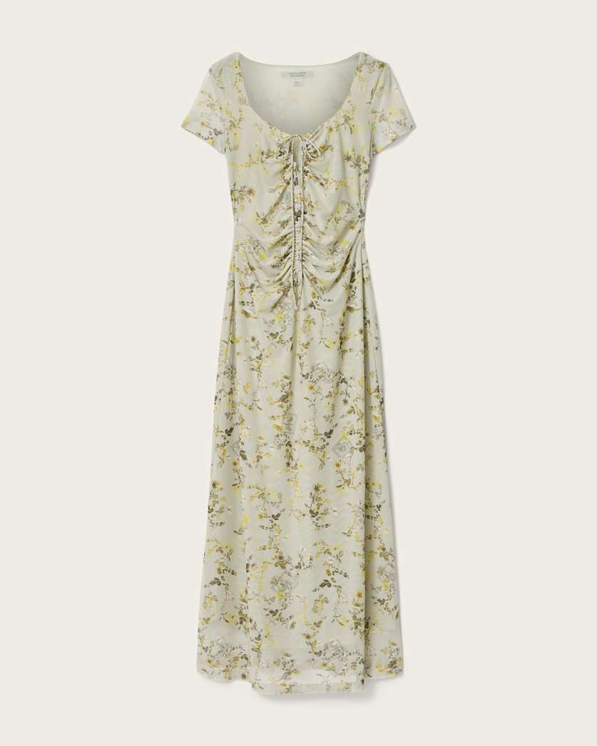 Gabby Floral Print Mesh Maxi Dress