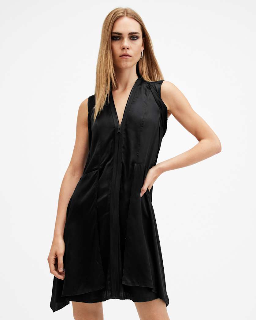 Jayda V-Neck Zip Front Mini Dress