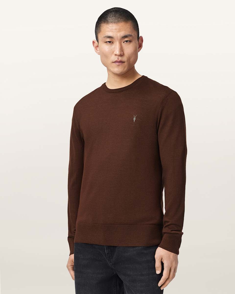 AllSaints Mode Merino Crew Neck Ramskull Jumper
