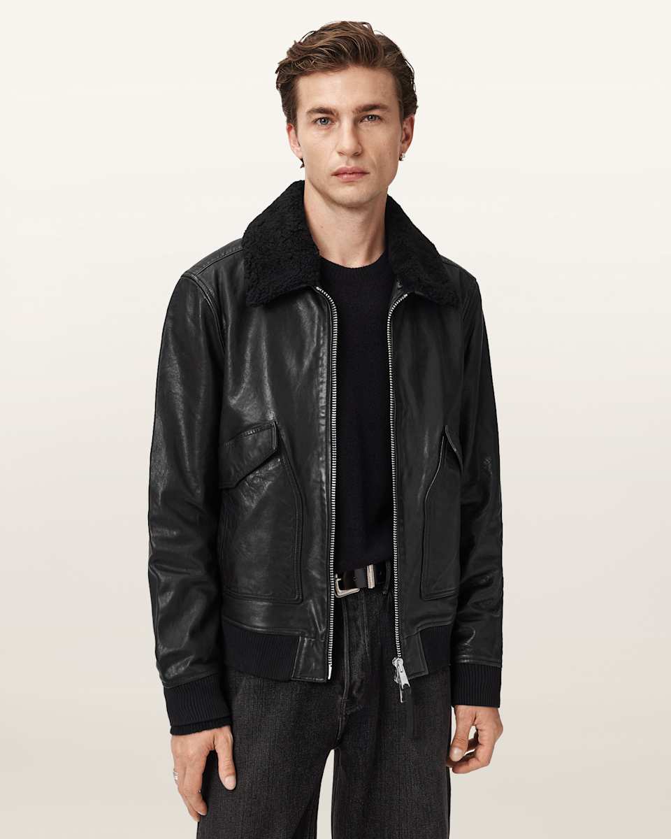 AllSaints Vaucluse Aviator Leather Jacket