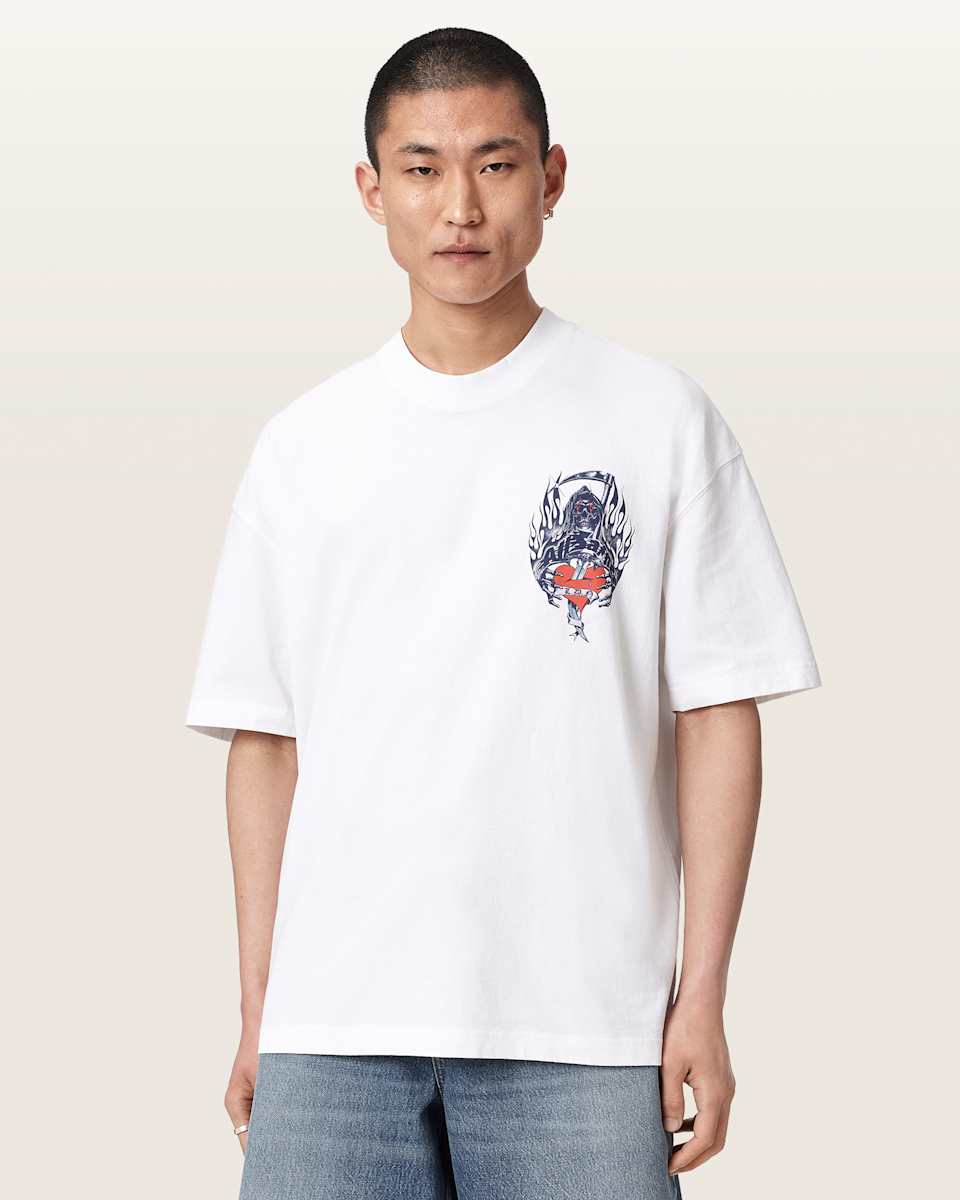 AllSaints Scimitar Short Sleeve Oversized Graphic T-Shirt