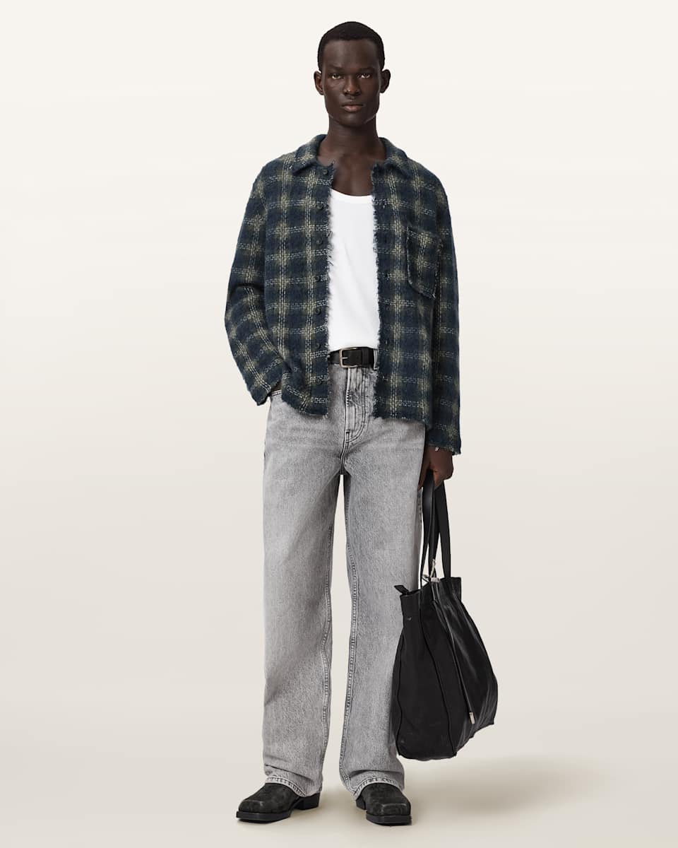 AllSaints Menard Wool Blend Button Down Cardigan