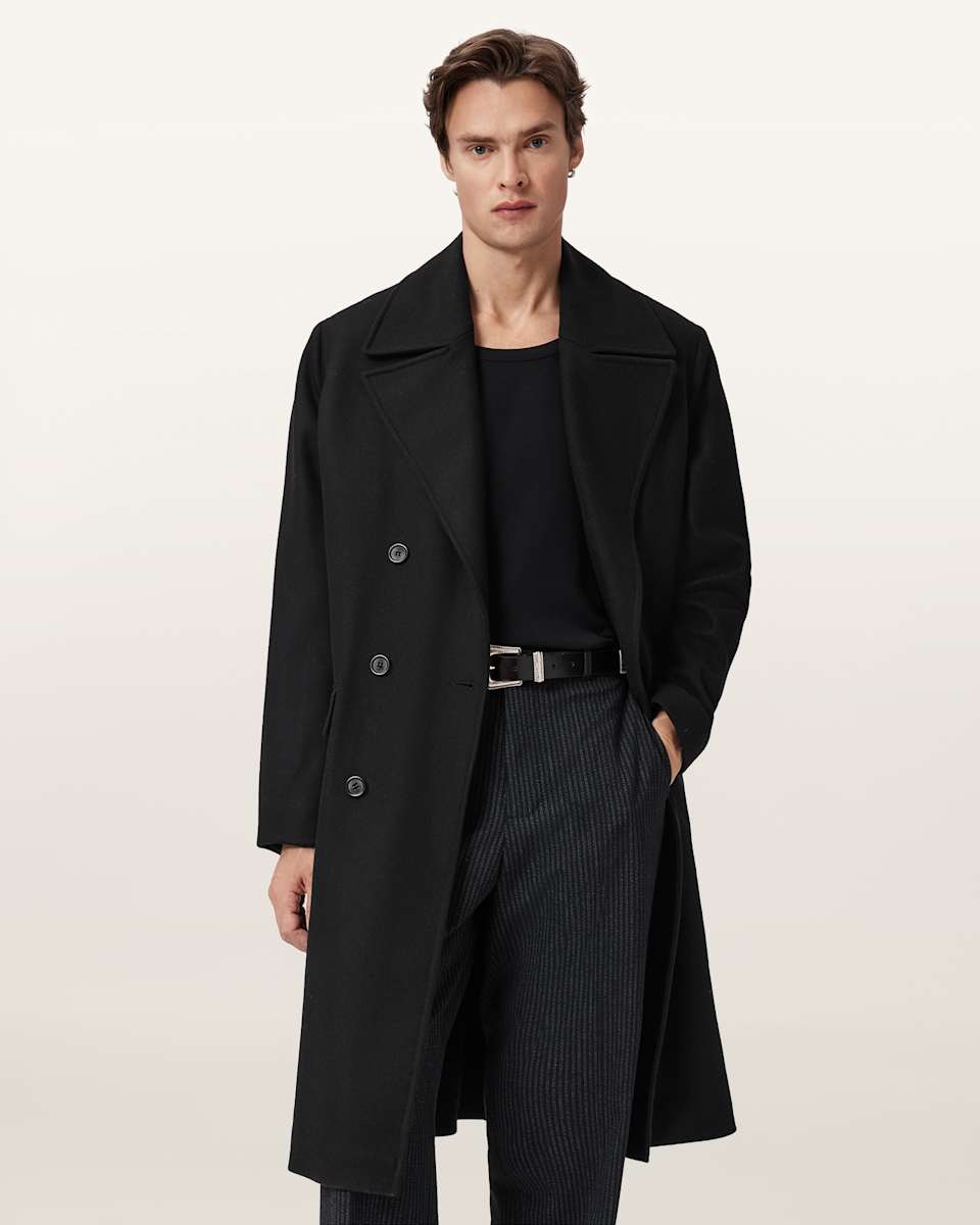AllSaints Curran Relaxed Fit Wool Coat