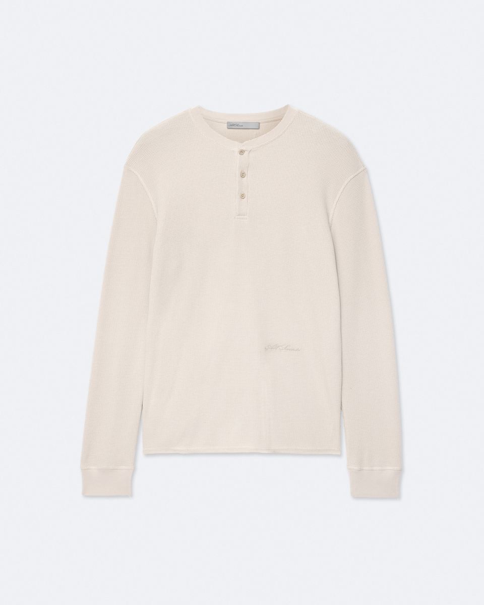AllSaints Raine Waffle-Knit Long-Sleeve Henley Top