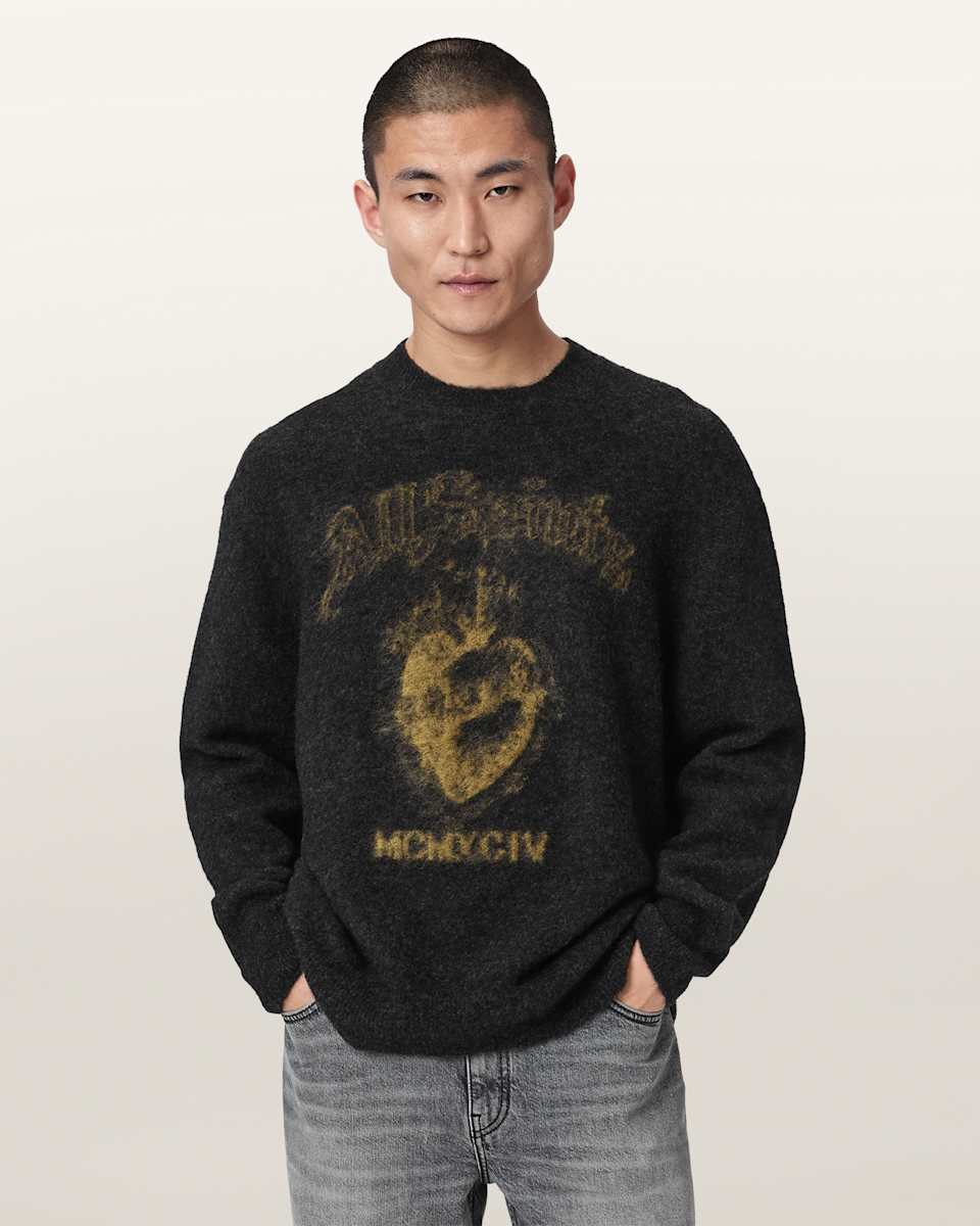 AllSaints Scared Crew Neck Oversized Sweater