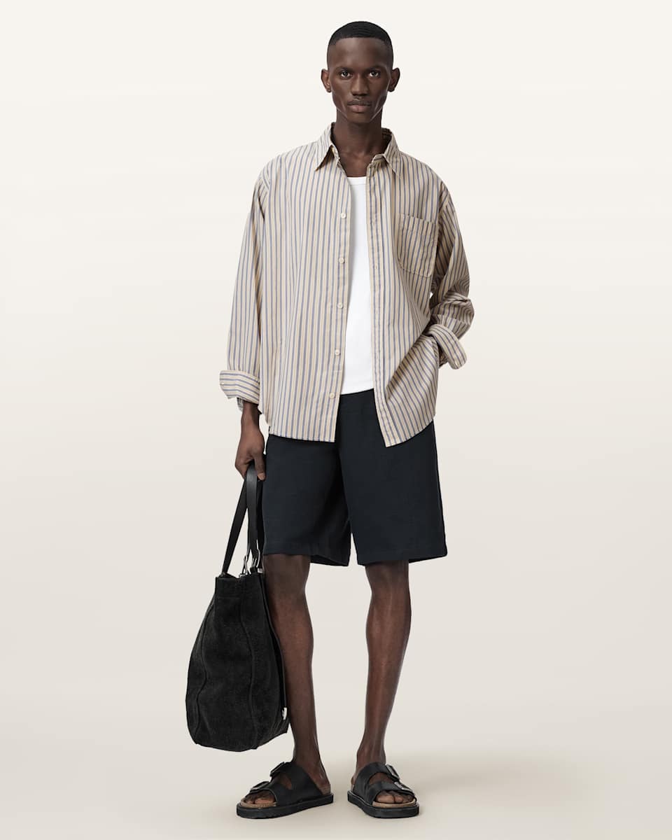 AllSaints Roma Oversized Long Sleeve Striped Shirt