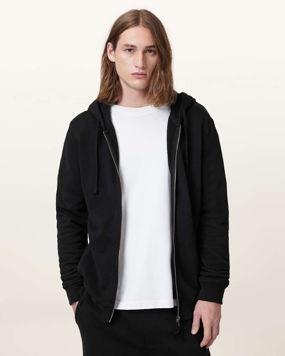 AllSaints Raven Zip Up Ramskull Hoodie