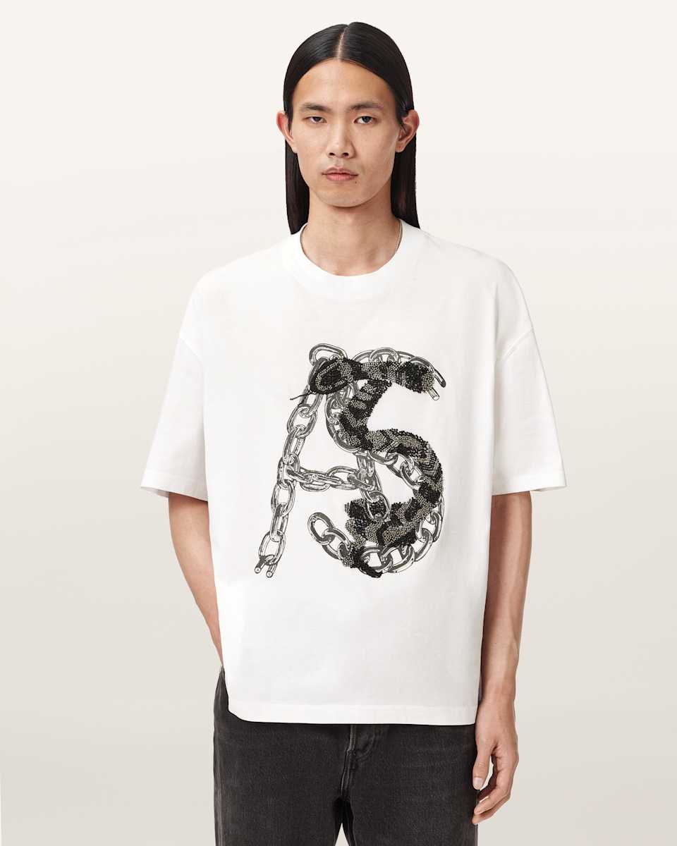 AllSaints Scale Cropped Graphic T-Shirt