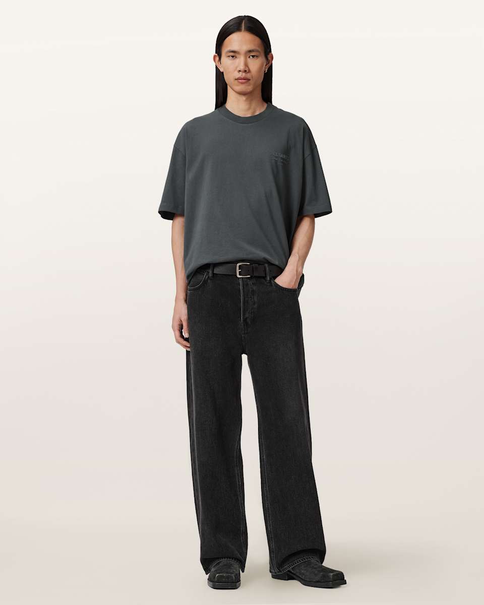 AllSaints Xander Flocked Logo Oversized T-Shirt