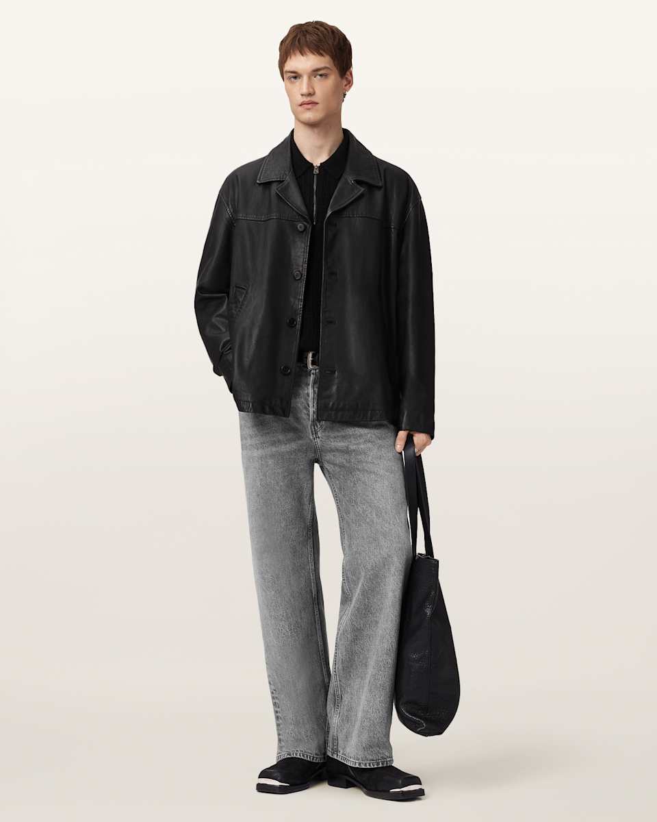 AllSaints Bradwell Boxy Leather Coat