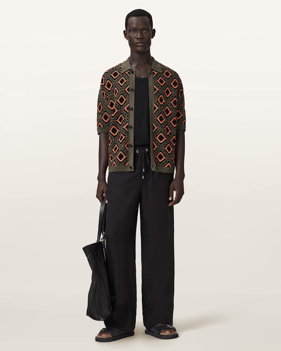 AllSaints Morena Short Sleeve Collared Cardigan