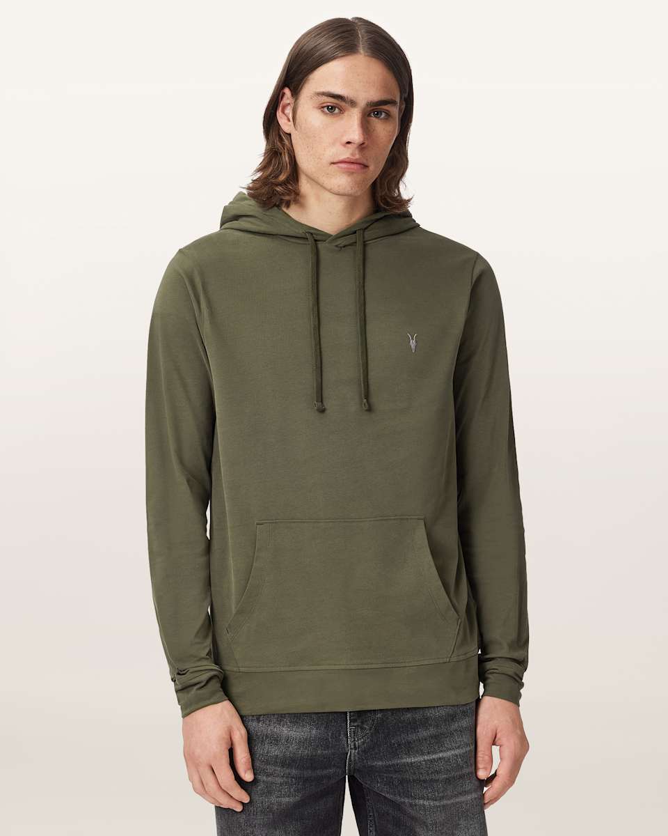 AllSaints Brace Pullover Brushed Cotton Ramskull Hoodie