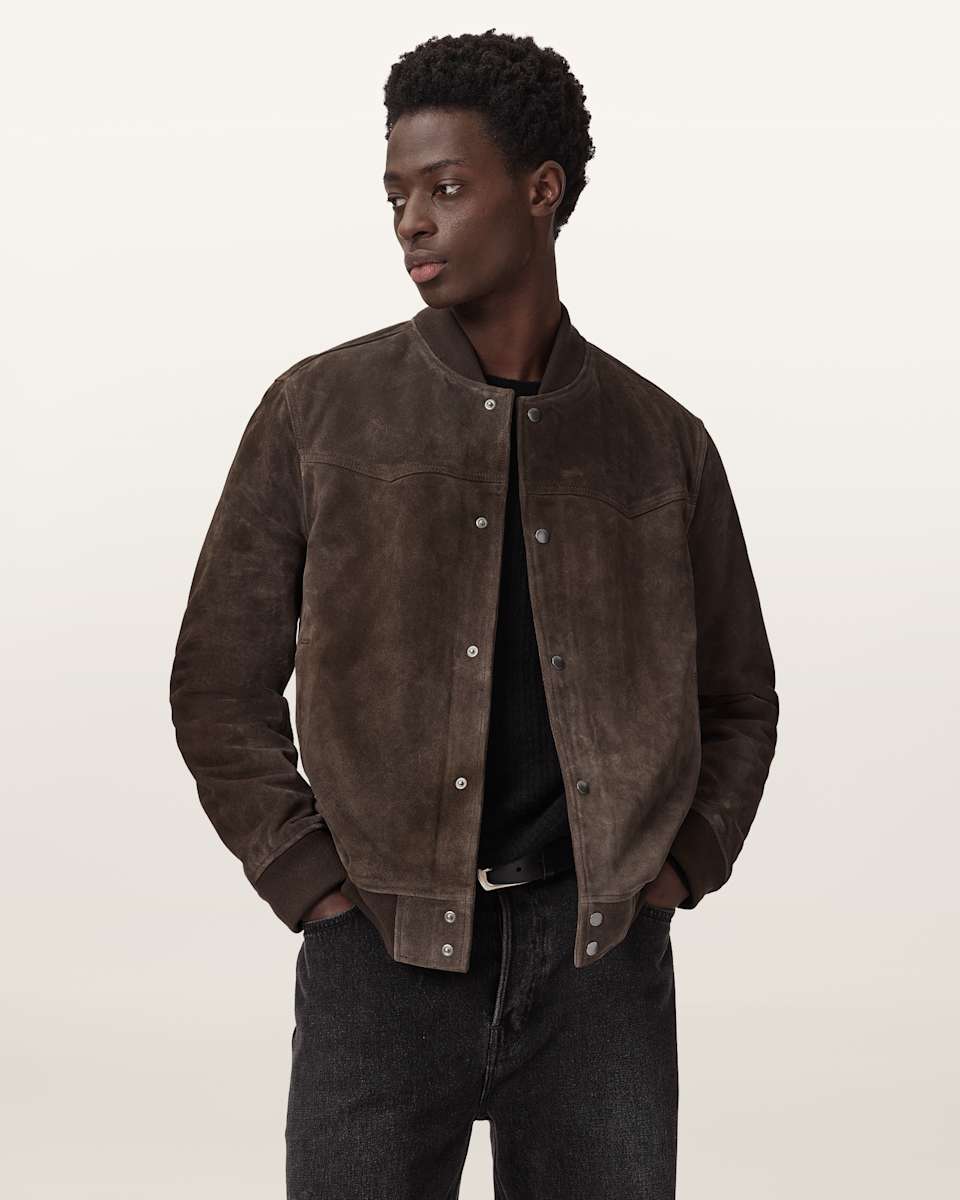 AllSaints Stafford Leather Bomber Jacket