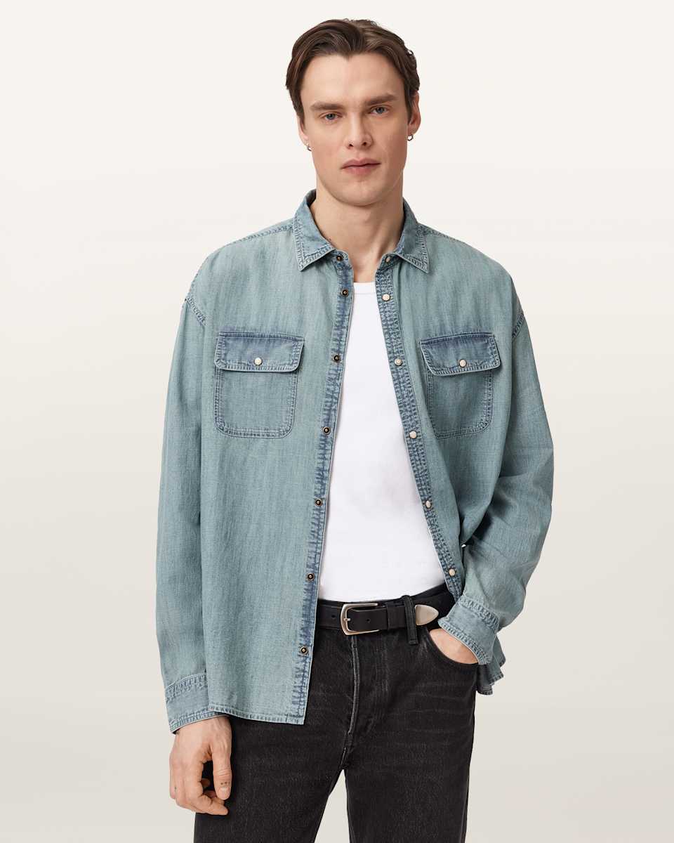 AllSaints Gribbs Oversized Long Sleeve Shirt
