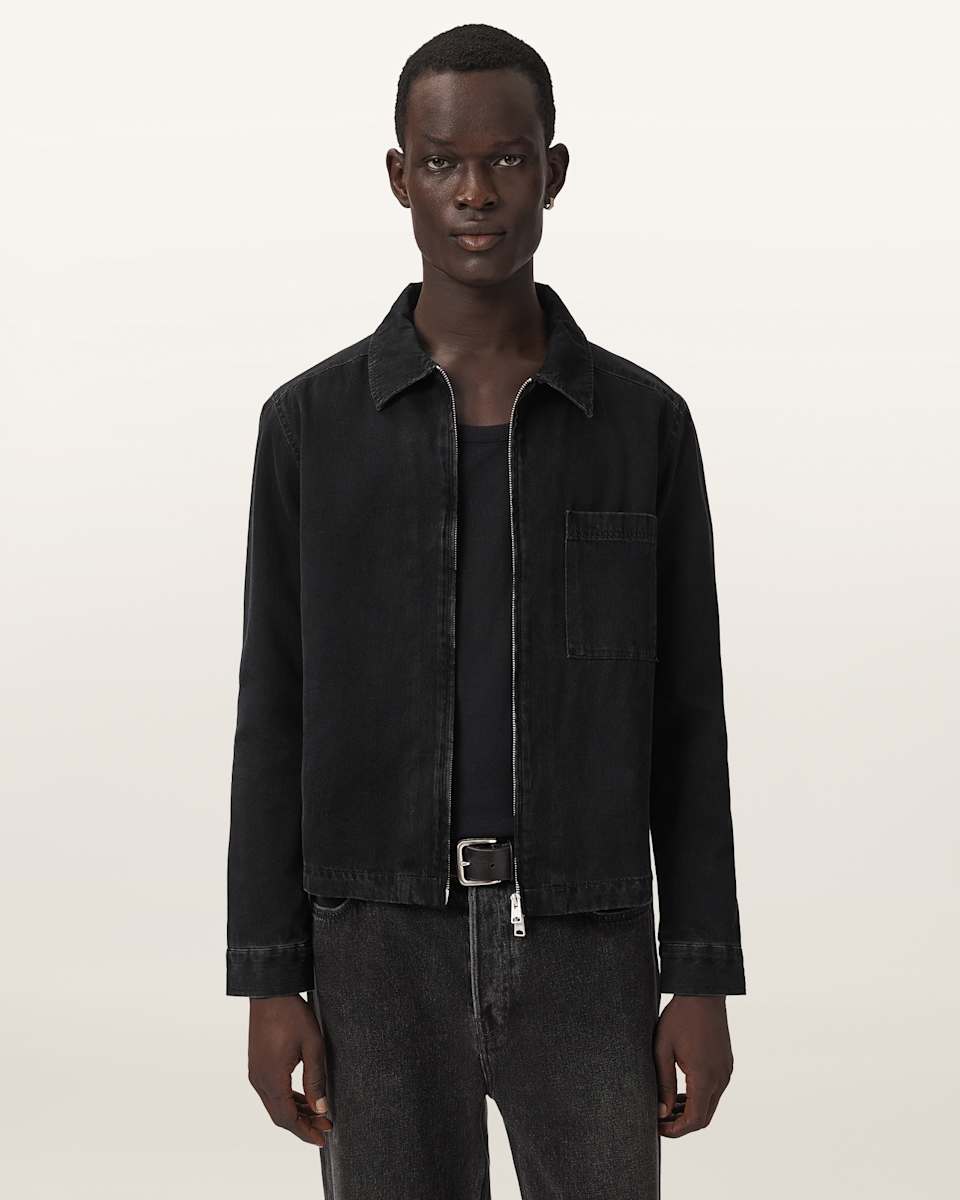 AllSaints Dolwen Long Sleeve Zip Up Shirt