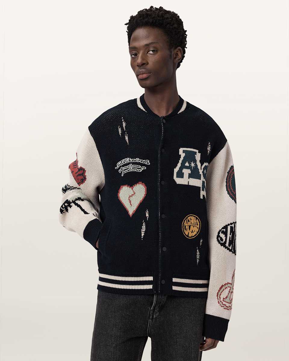AllSaints Chase Jacquard Knit Cardigan