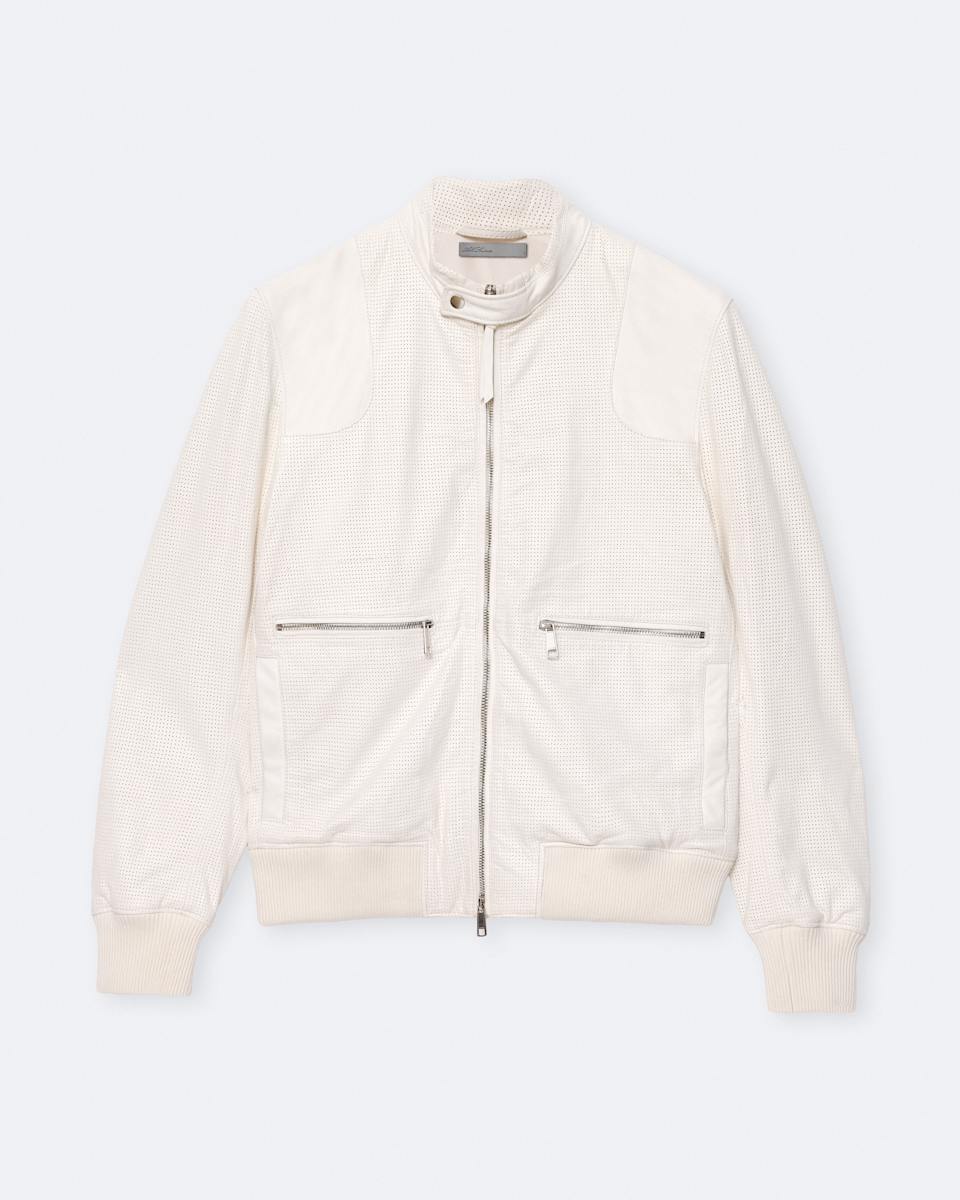 AllSaints Miro Perforated Leather Bomber Jacket