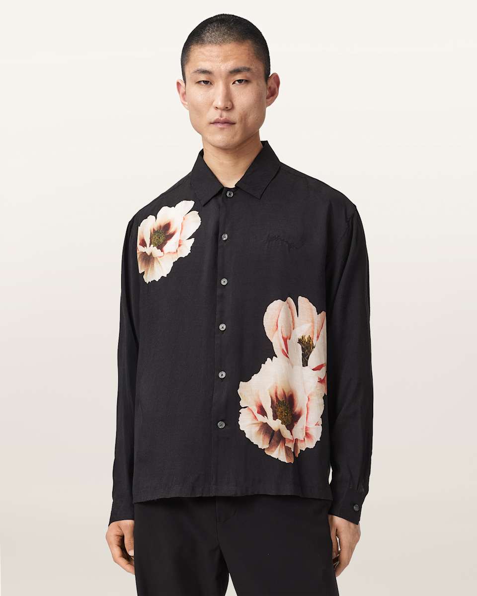 AllSaints Floraison Long Sleeve Oversized Shirt