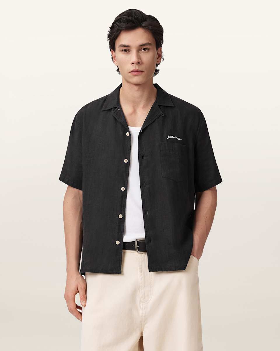 AllSaints Wilder Embroidered Linen Shirt