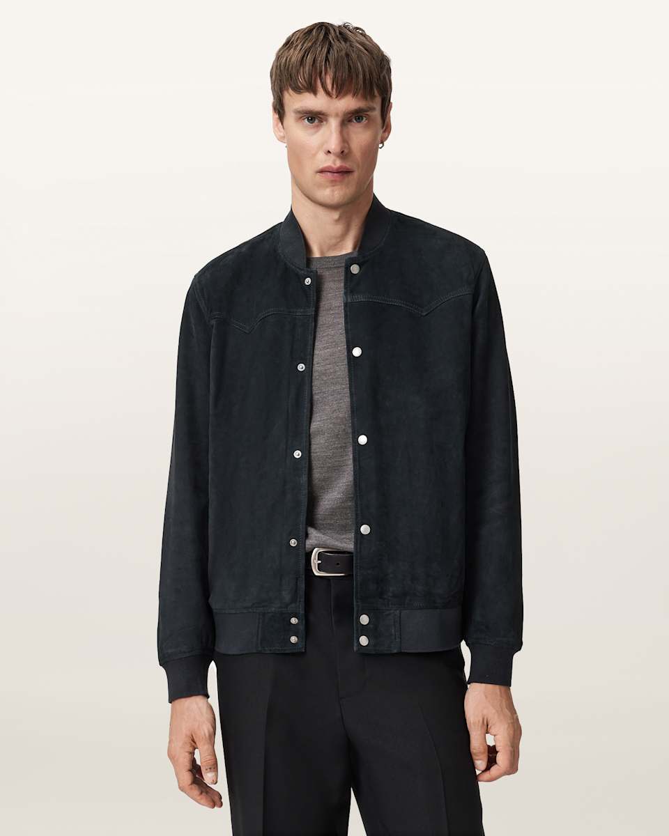 AllSaints Stafford Suede Bomber Jacket