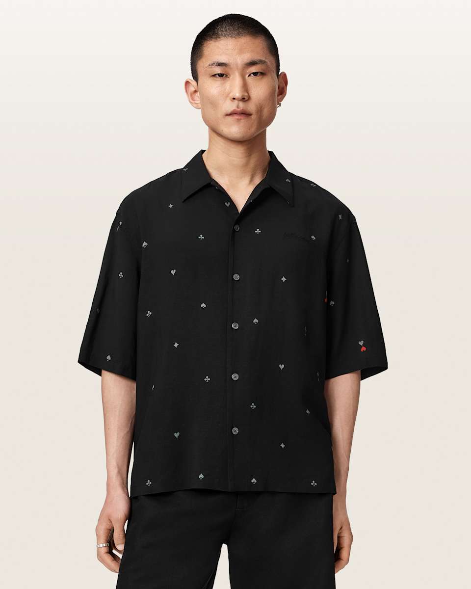 AllSaints Cardsuit Oversized Linen Blend Shirt