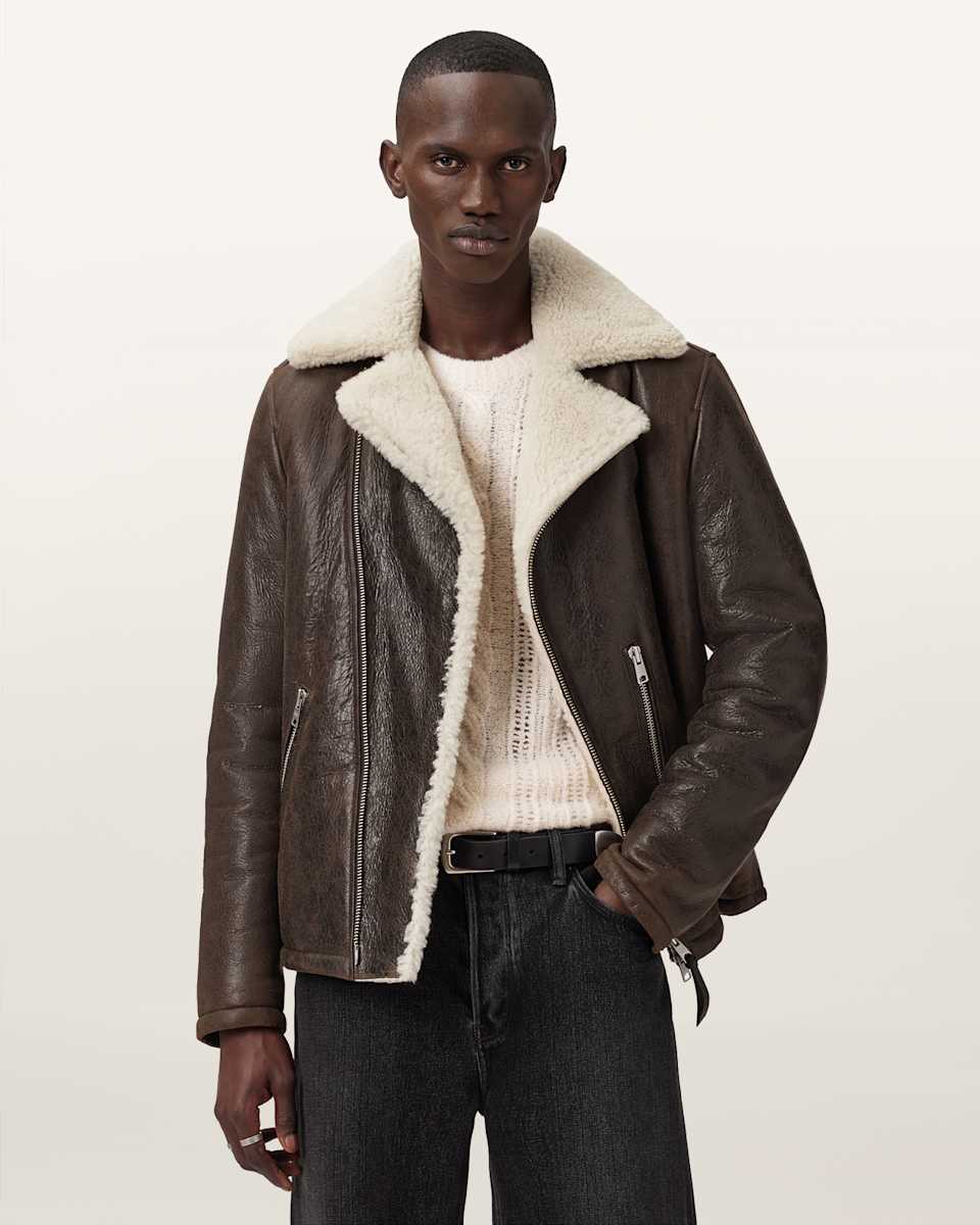 AllSaints Xylon Shearling Biker Jacket