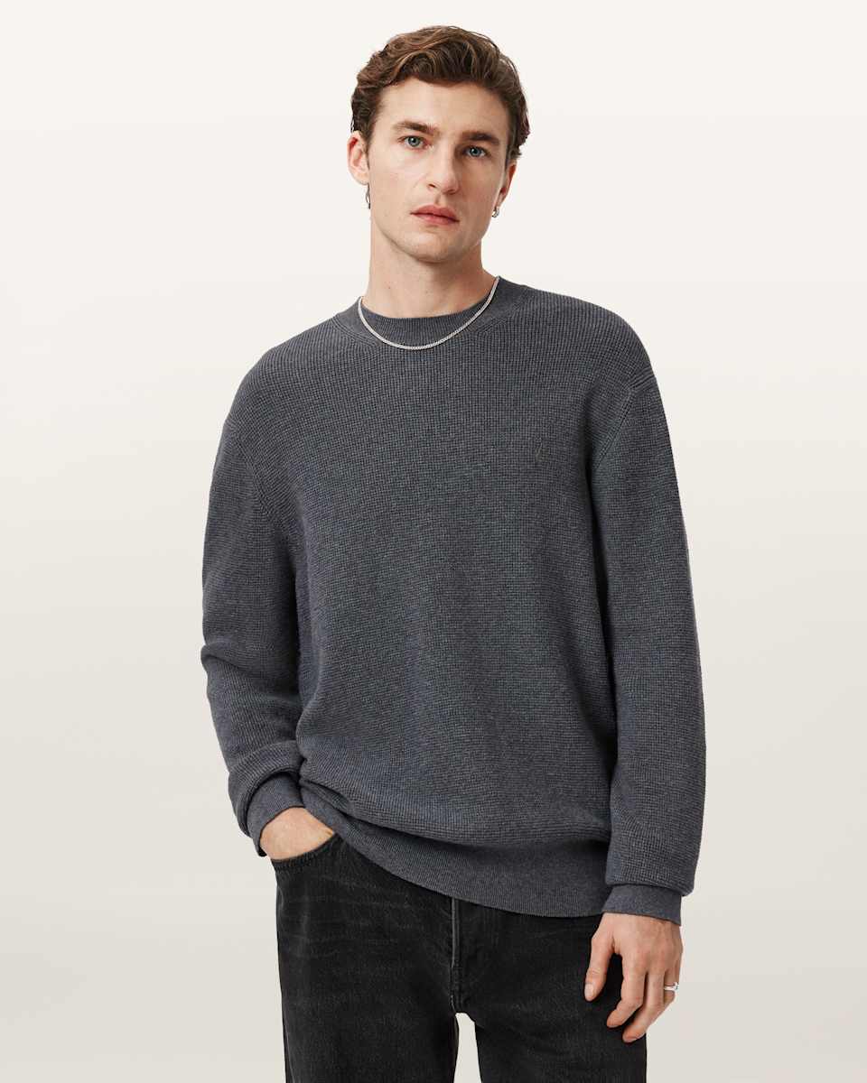 AllSaints Aspen Crew Neck Waffle Sweater