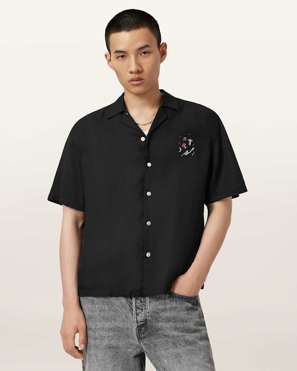 AllSaints Fungi Embroidered Short Sleeve Shirt
