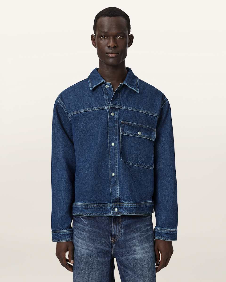 AllSaints Cast Long Sleeve Boxy Denim Jacket