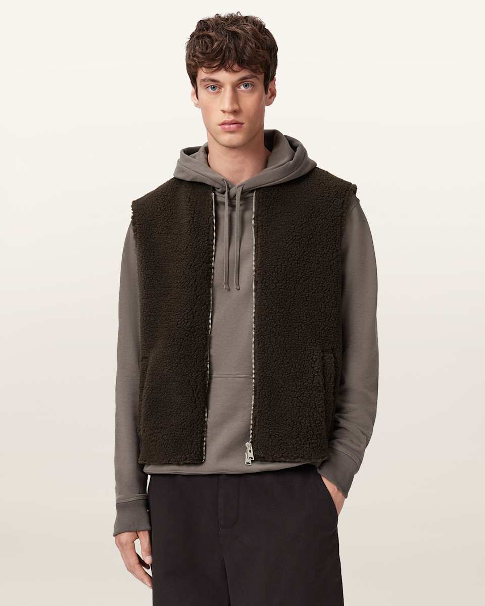 AllSaints Otis Sherpa Boxy Vest