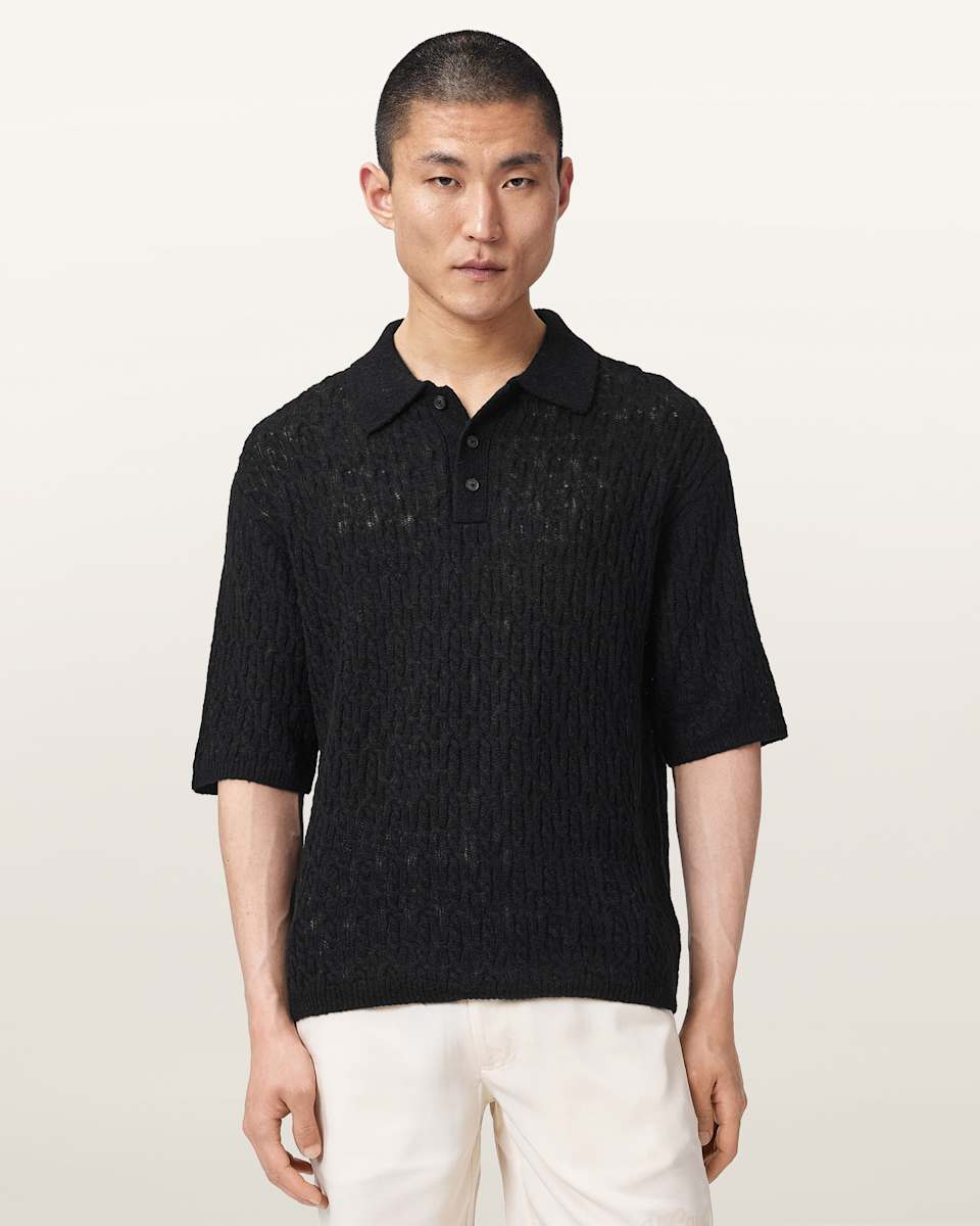AllSaints Cyclone Short Sleeve Cable Polo