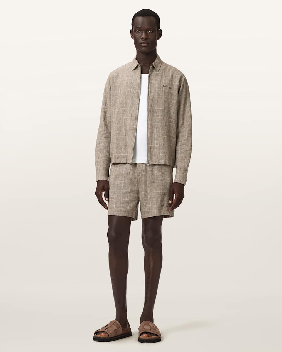 AllSaints Keal Linen Blend Relaxed Fit Shorts