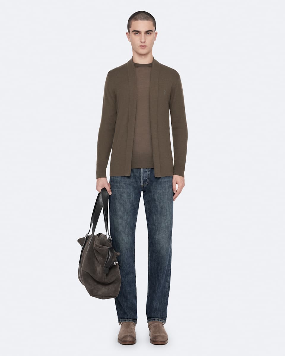 AllSaints Mode Merino Ramskull Open Cardigan