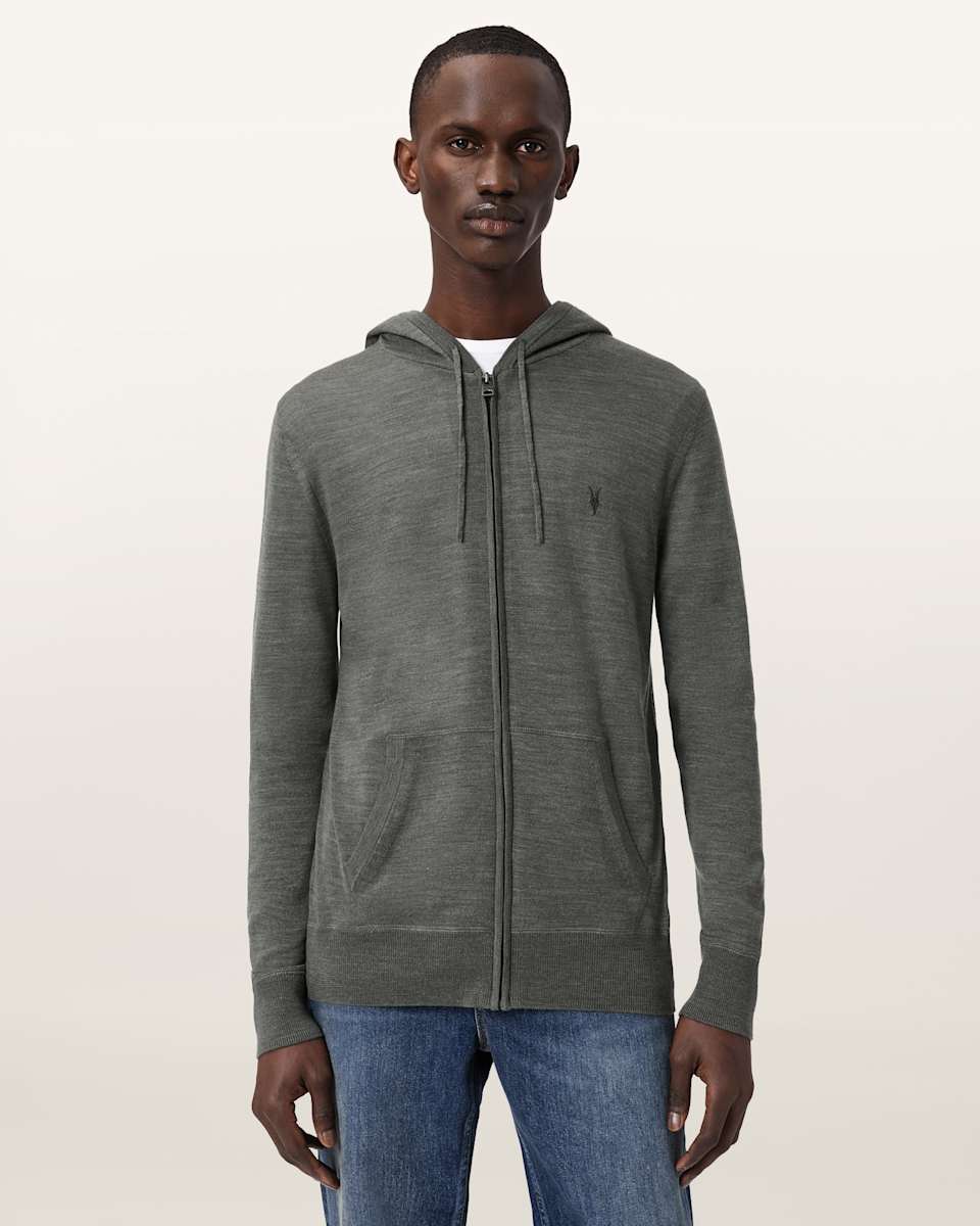 AllSaints Mode Merino Zip Up Ramskull Hoodie