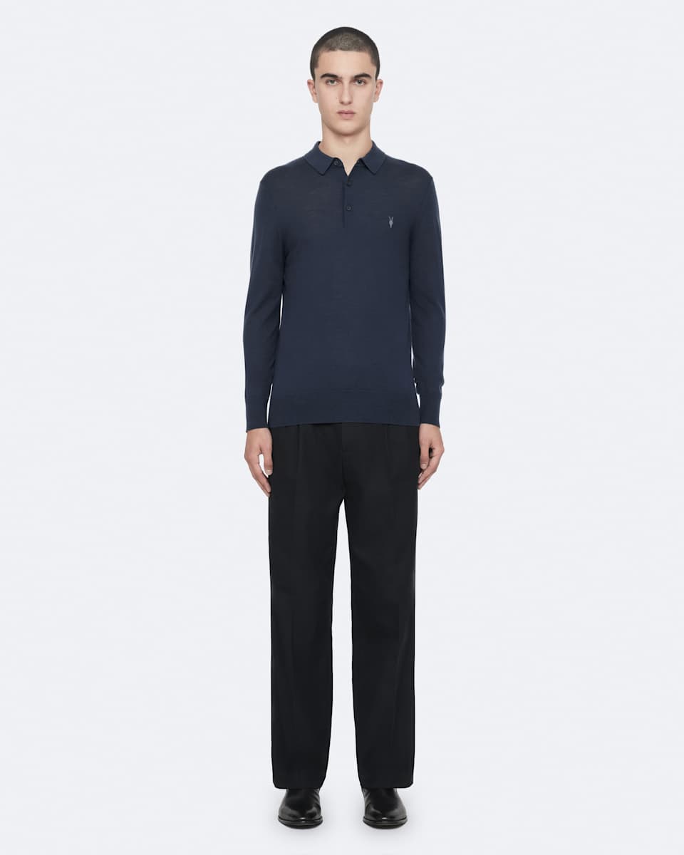 Mode Merino Long Sleeve Ramskull Polo Shirt