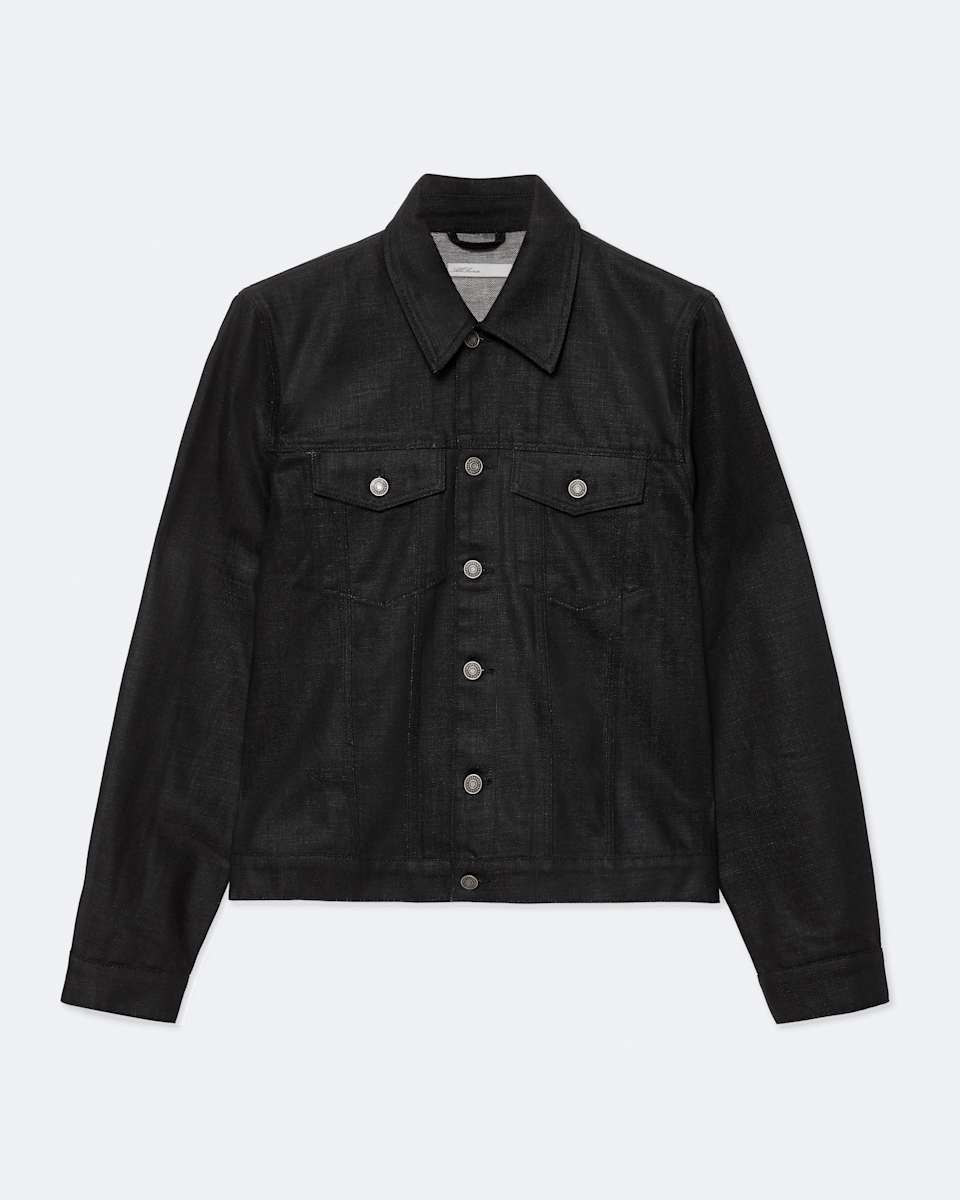Fitted Waxed Denim Trucker Jacket