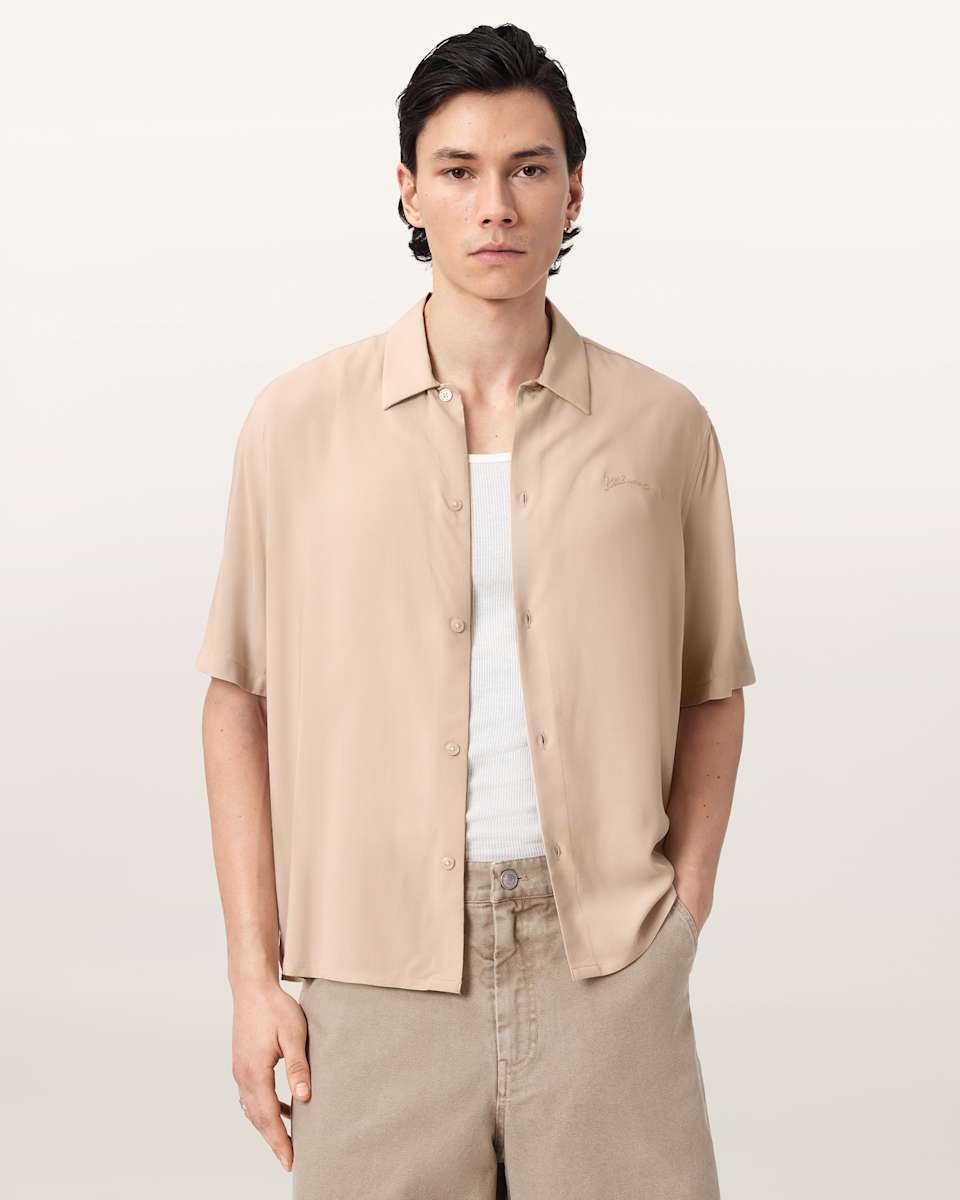 AllSaints Baron Embroidered Boxy Shirt