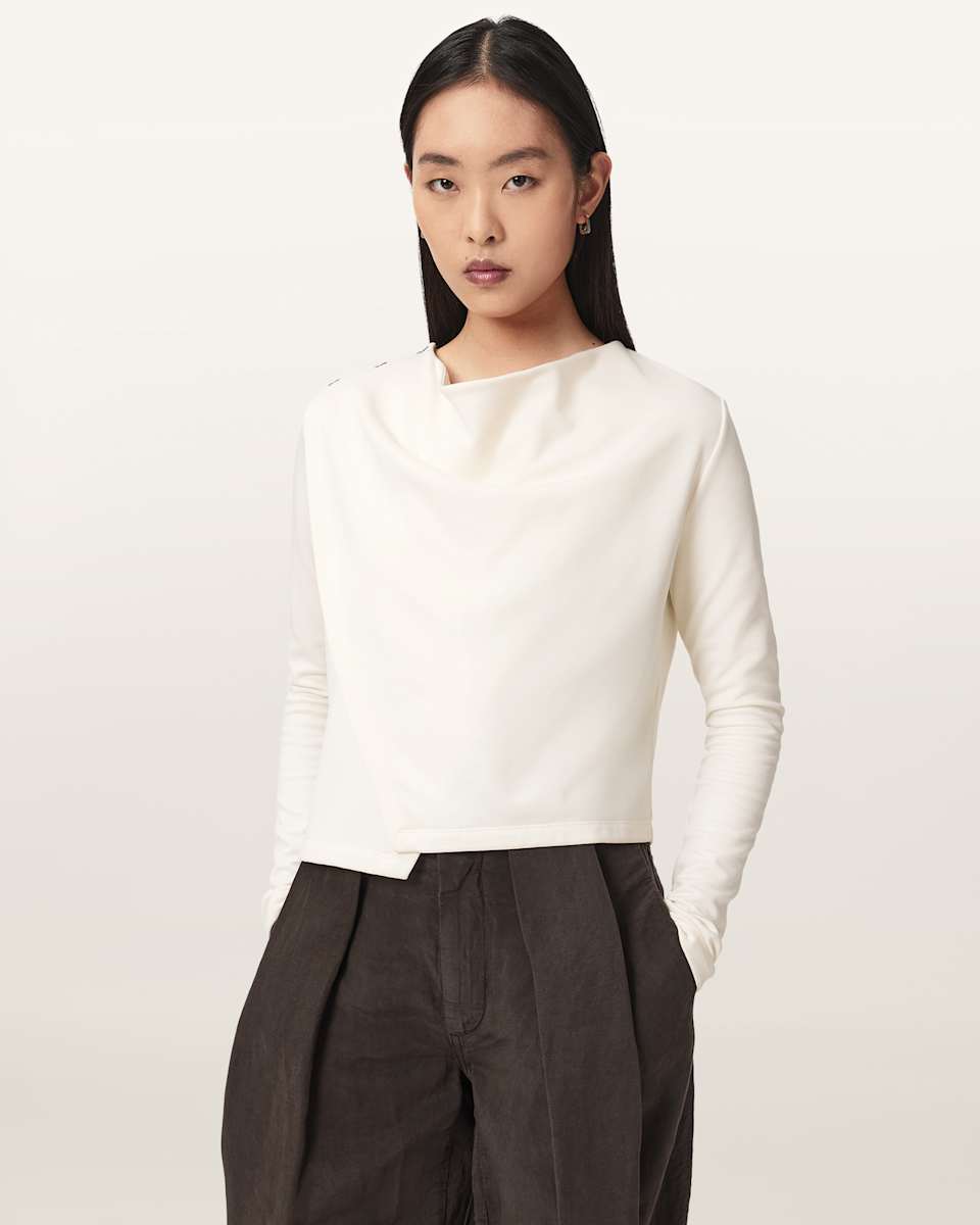 AllSaints Skyler Long Sleeve Asymmetric Oversized Top