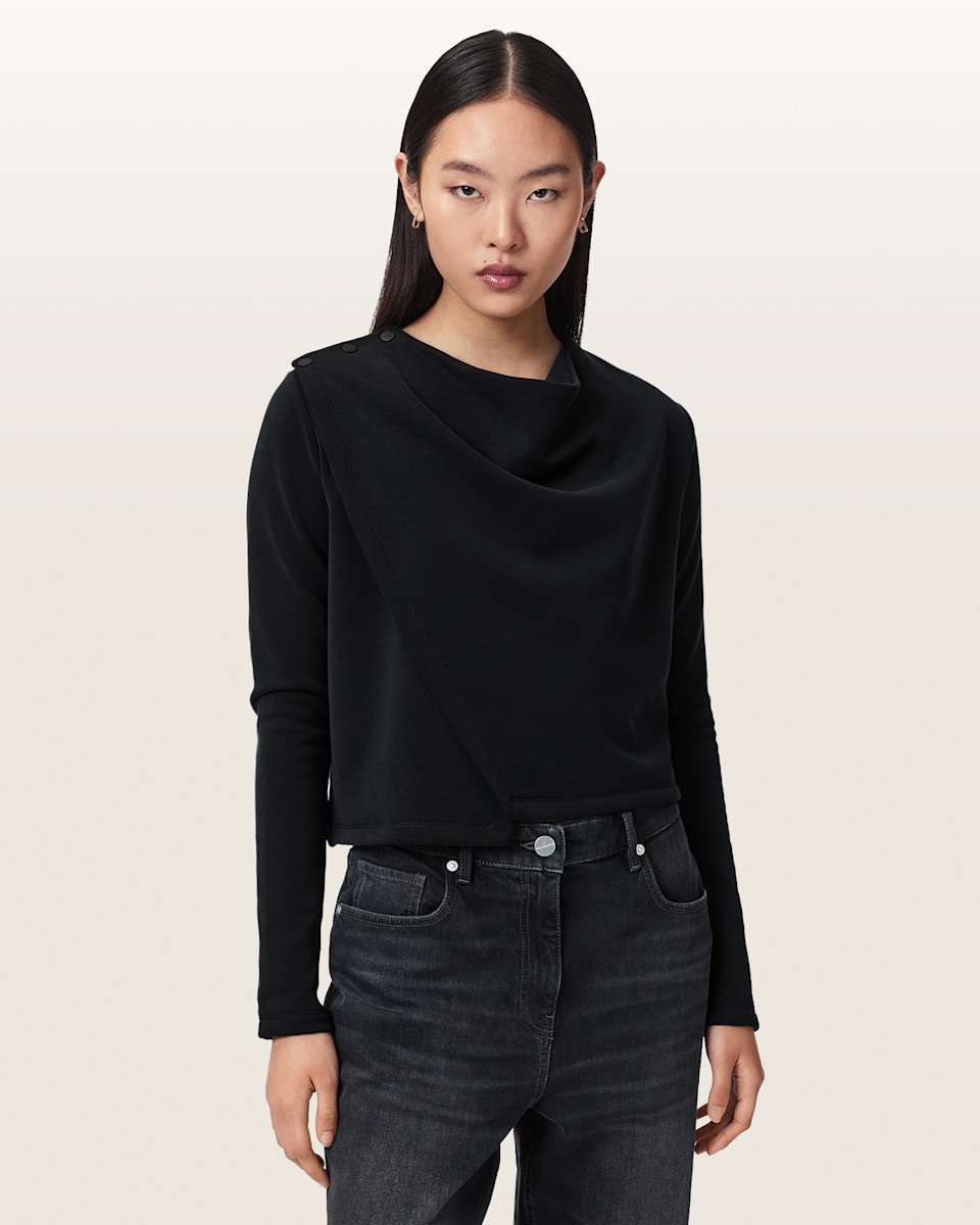 AllSaints Skyler Long Sleeve Asymmetric Oversized Top