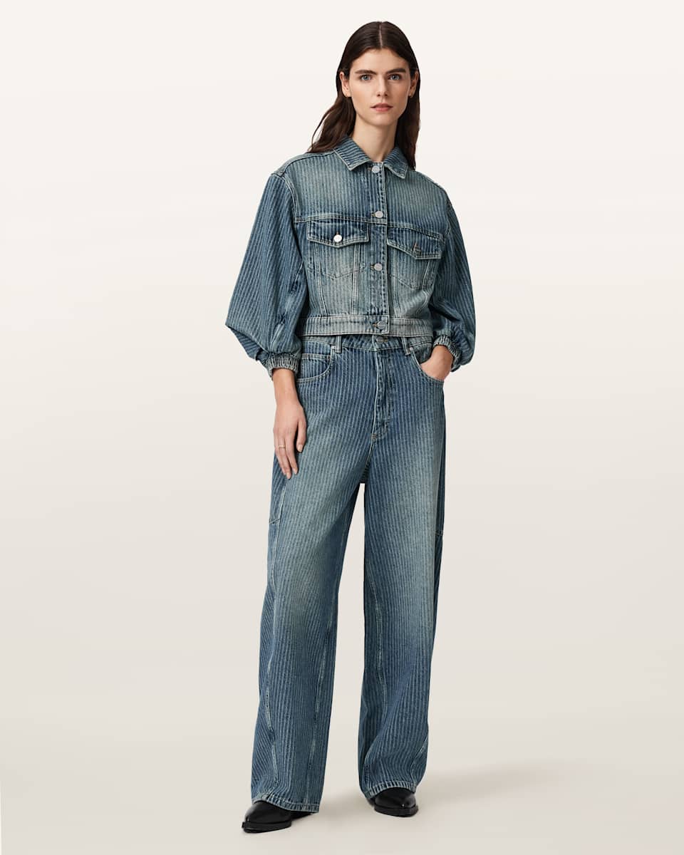 AllSaints Carter Stripe Mid Rise Denim Jeans