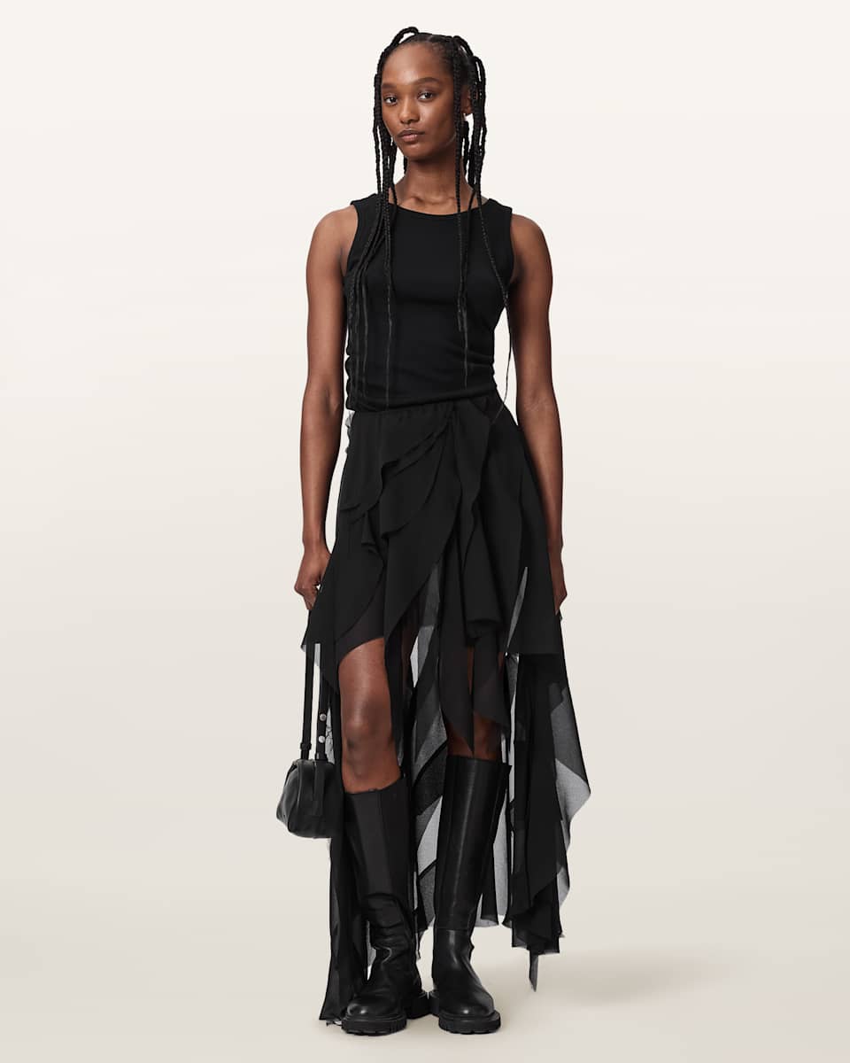 AllSaints Melody Frill Maxi Skirt