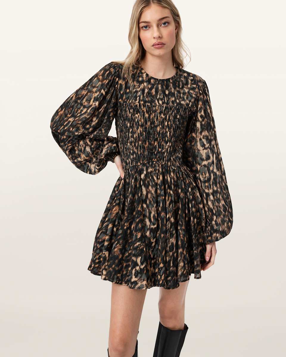AllSaints Chia Smocked Mini Dress