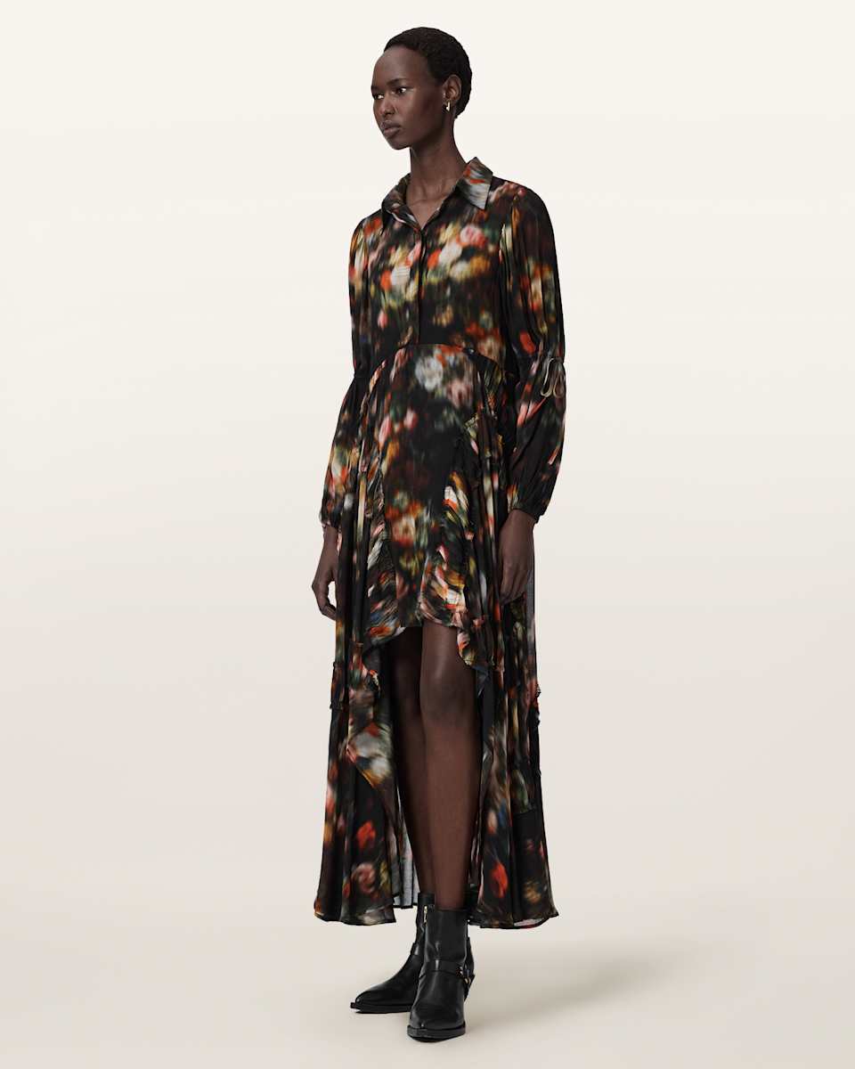 AllSaints Maria Relaxed Fit Floral Midi Dress