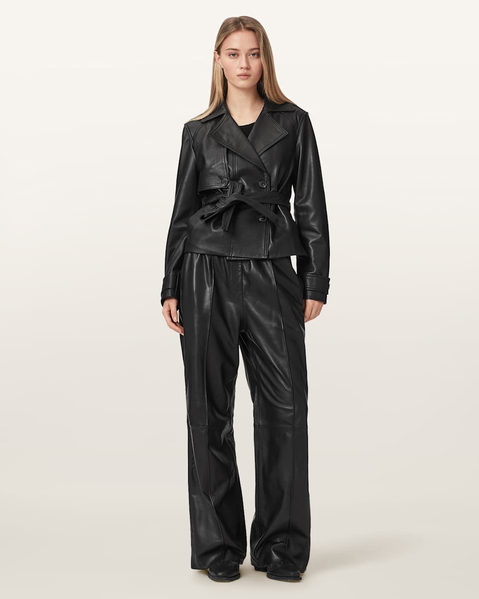 AllSaints Okena Cropped Leather Jacket
