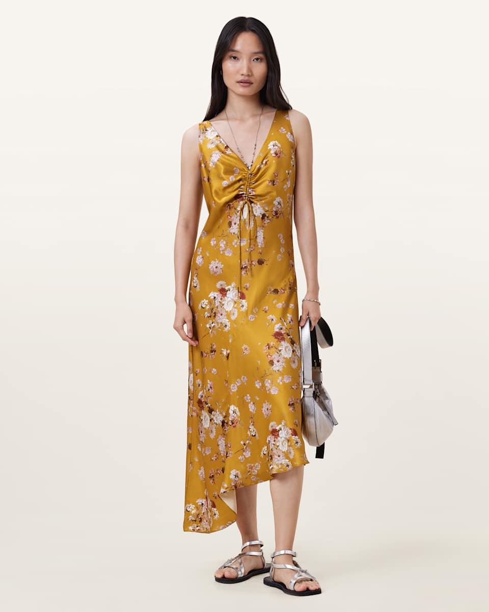Alexia V-Neck Drawstring Midi Slip Dress