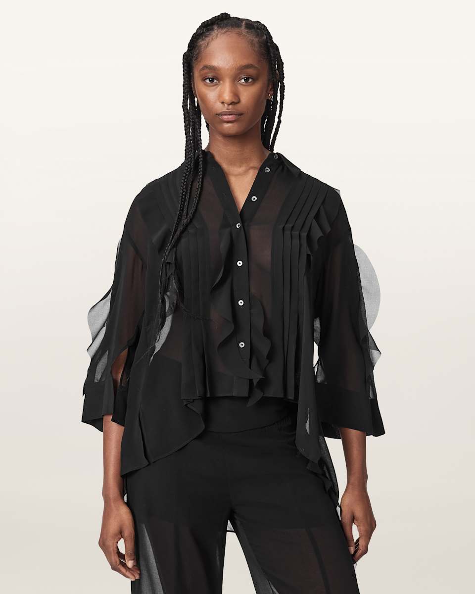 AllSaints Minna Sheer Frill Shirt