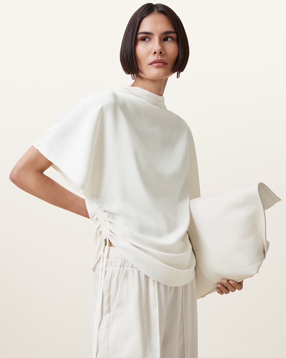 AllSaints Leslie Satin Short Sleeve Top